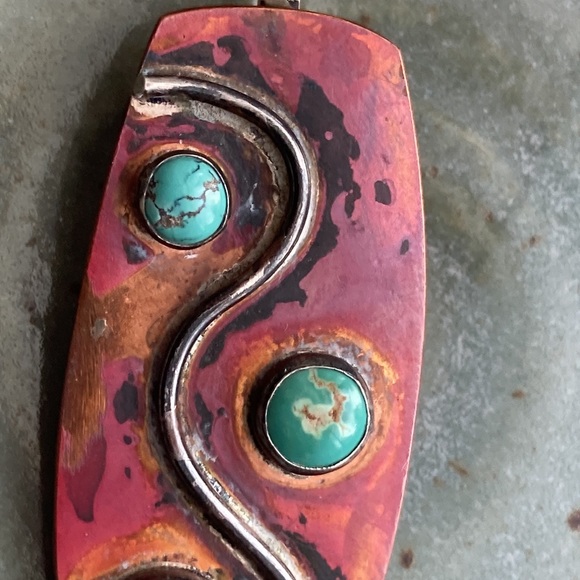Monaco Designs Sterling, Turquoise and Mixed Metals Collar Necklace - Picture 16 of 16